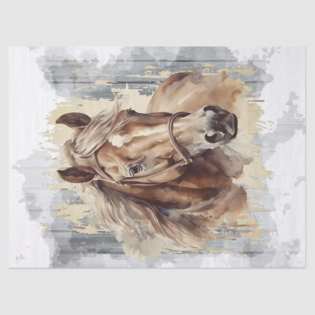 Papier Mousseline Découpage d'aquarelle Chestnut Horse (Recto)