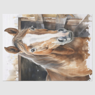 Papier Mousseline Découpage d'aquarelle Chestnut Horse