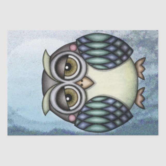 Papier Mousseline Découpage d'aquarelle Owl Cute 22 15x20 (Recto)