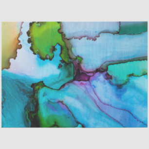 Papier Mousseline Découpage d'aquarelle turquoise brillante