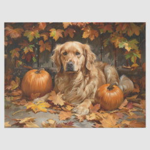 Papier Mousseline Découpage d'automne Golden Retriever