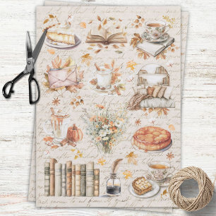 Papier Mousseline Découpage de bibliothèque cosy automne vintage