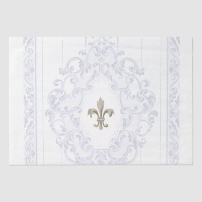 Papier Mousseline Découpage de bordure du cadre bleu Fleur de Lis (Recto)