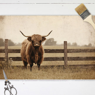 Papier Mousseline Découpage de bovins Vintage Highland Bull