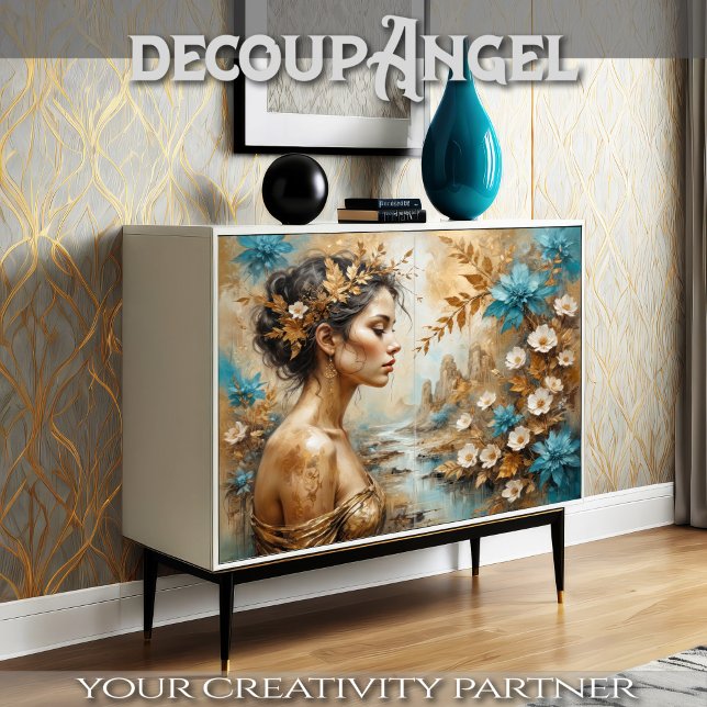 Papier Mousseline Découpage de charme Floral d'or (Créateur téléchargé)