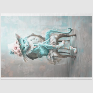 Papier Mousseline Découpage de chat bleu Turquoise Whimsical