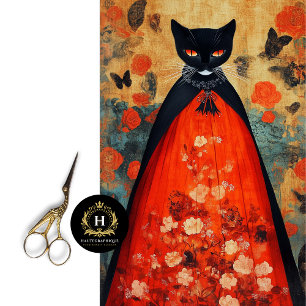 Papier Mousseline Découpage de Chat Noir Gothique