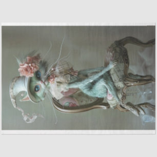 Papier Mousseline Découpage de chat Vintage fantaisiste