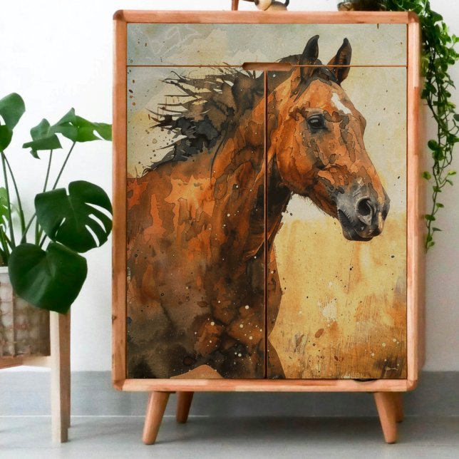 Papier Mousseline Découpage de Cheval Sauvage Aquarelle (Créateur téléchargé)