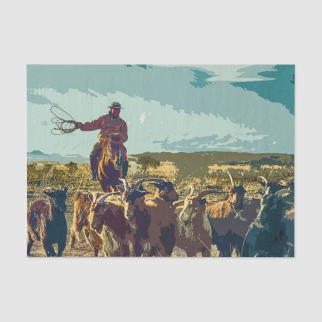 Papier Mousseline Découpage de cowboy et de bétail (Recto)