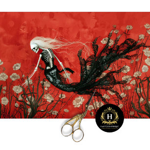 Papier Mousseline Découpage de crâne de sirène squelette vampire got