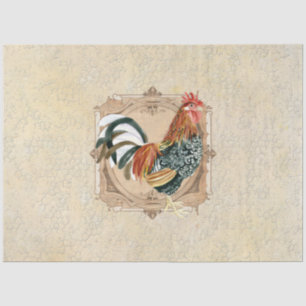 Papier Mousseline Découpage de cuisine vintage Rooster noir et blanc