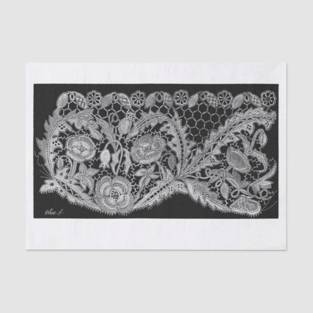 Papier Mousseline Découpage de dentelle florale (Recto)