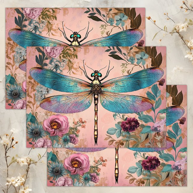 PAPIER MOUSSELINE DÉCOUPAGE DE DRAGONFLY ENCHANTÉE (ENCHANTED DRAGONFLY DECOUPAGE TISSUE PAPER)