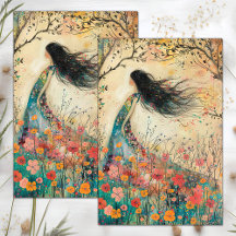 DÉCOUPAGE DE FILLE FLEURIE BOHO