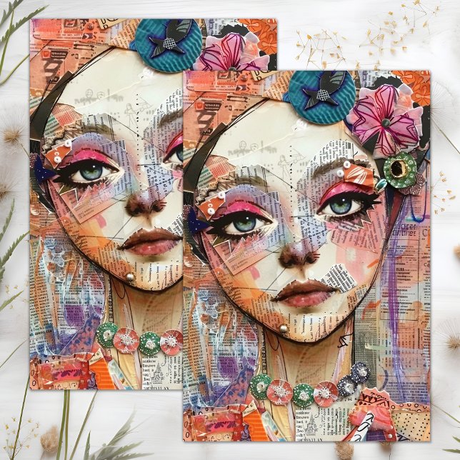 PAPIER MOUSSELINE DÉCOUPAGE DE FILLES CUTE QUIRKY BOHO (CUTE QUIRKY BOHO GIRL DECOUPAGE TISSUE PAPER)