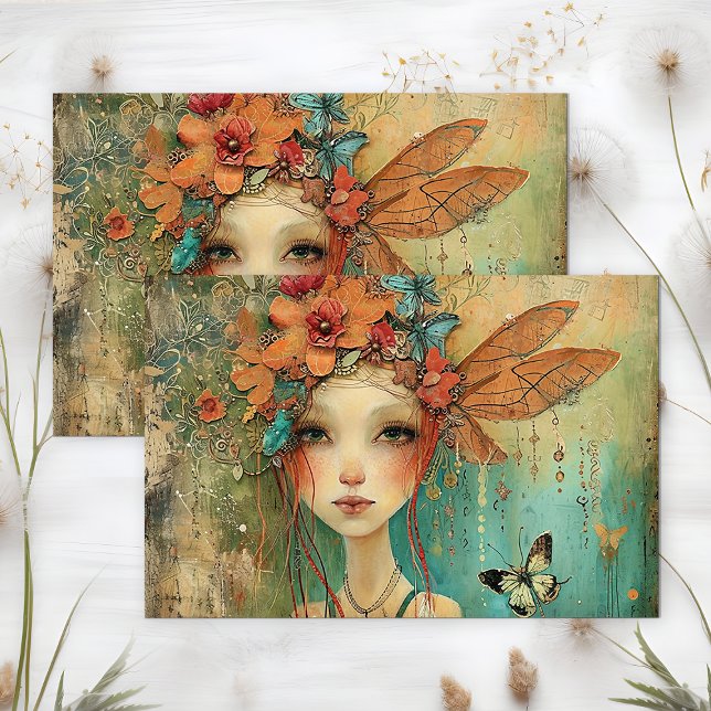 PAPIER MOUSSELINE DÉCOUPAGE DE FILLES DE LA FILLE DE QUIRKY BUTTERFL (QUIRKY BUTTERFLY FAIRY GIRL DECOUPAGE TISSUE PAPER)