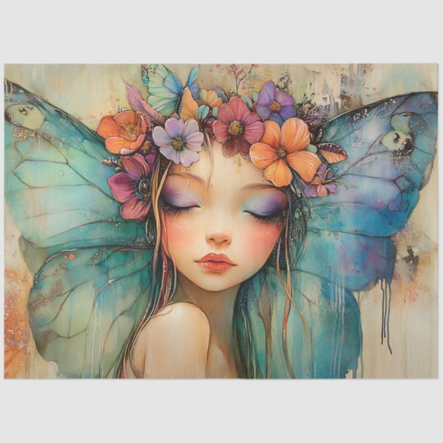 PAPIER MOUSSELINE DÉCOUPAGE DE FILLES FLEURIES CUTE (Recto)