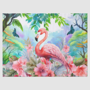 Papier Mousseline Découpage de Flamant rose rose floral tropical