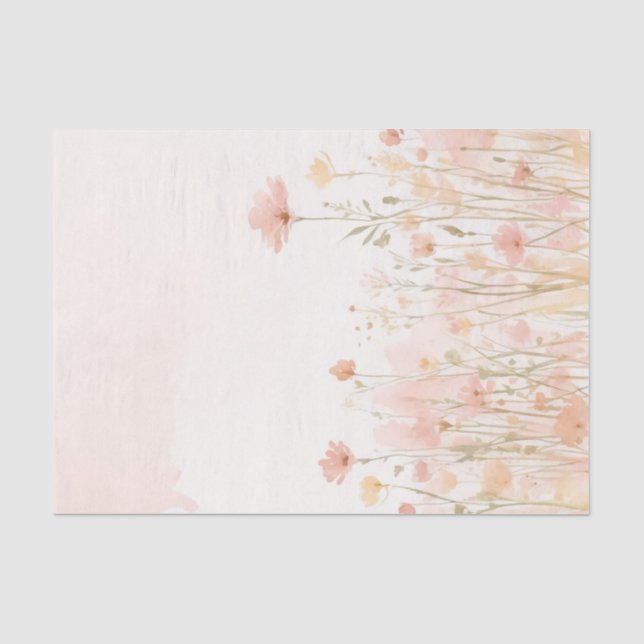 Papier Mousseline Découpage de Fleurs sauvages d'aquarelle rose vif (Recto)