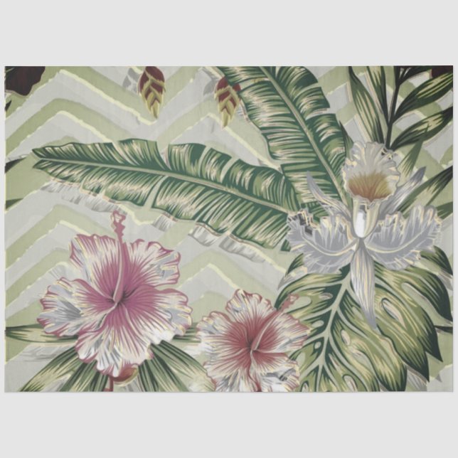 Papier Mousseline Découpage de fleurs tropicales (Recto)