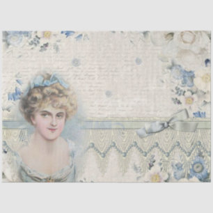 Papier Mousseline Découpage de fleurs Vintages de style victorien bl