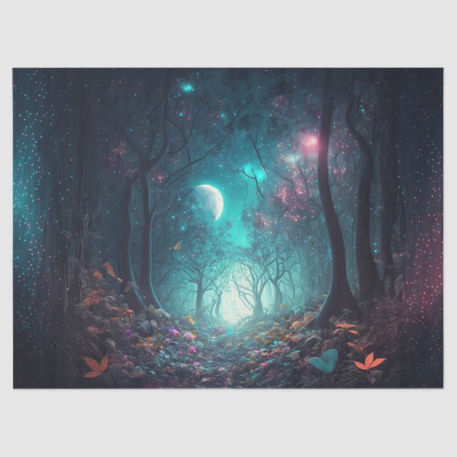 Papier Mousseline Découpage de forêt mystique (Recto)