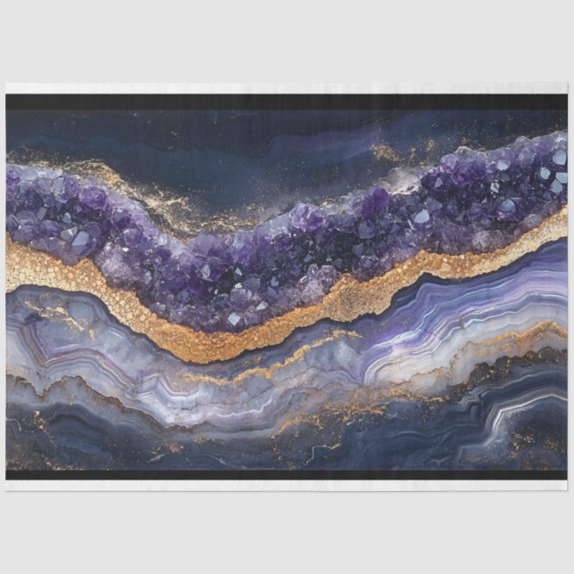 Papier Mousseline Découpage de géoode à couche violet et or (Recto)