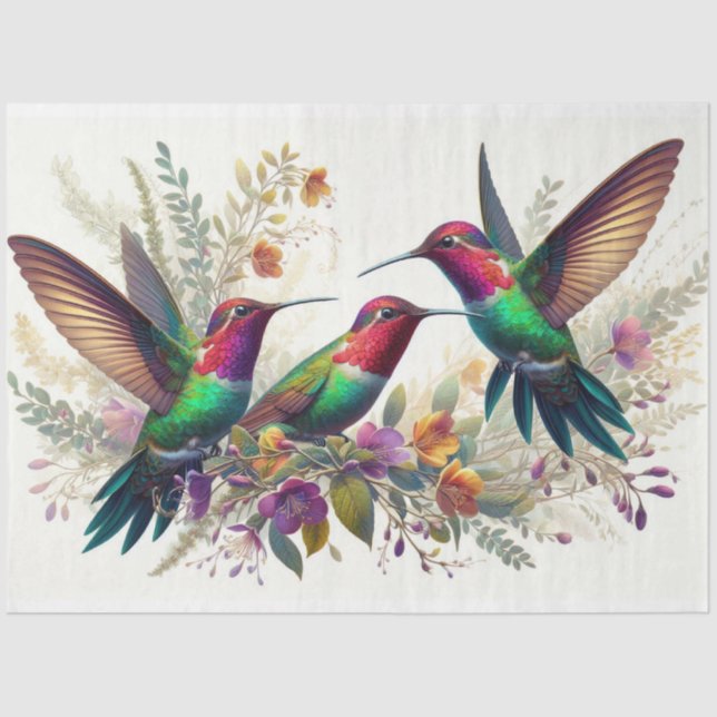 Papier Mousseline Découpage de la faune des colibris (Recto)