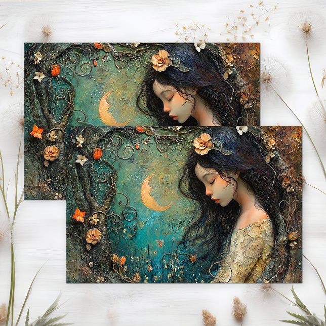 PAPIER MOUSSELINE DÉCOUPAGE DE LA FORESTIÈRE DE MINUIT (MIDNIGHT FOREST FAIRY DECOUPAGE TISSUE PAPER)