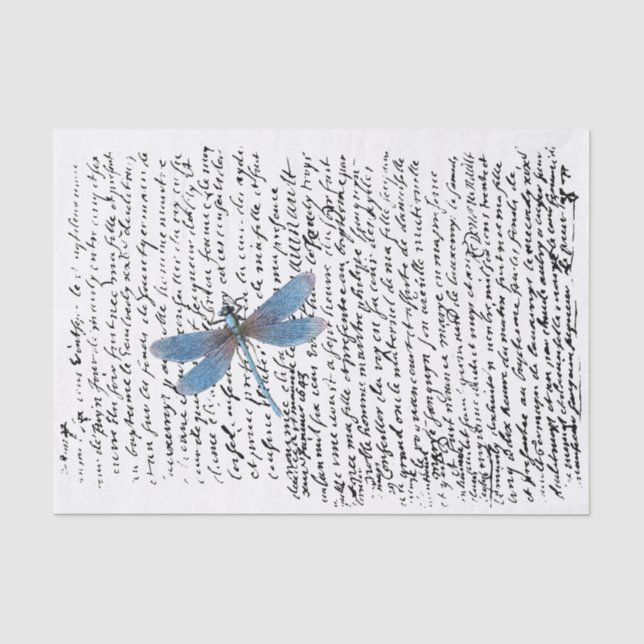 Papier Mousseline Découpage de la lettre de libellule vintage (Recto)