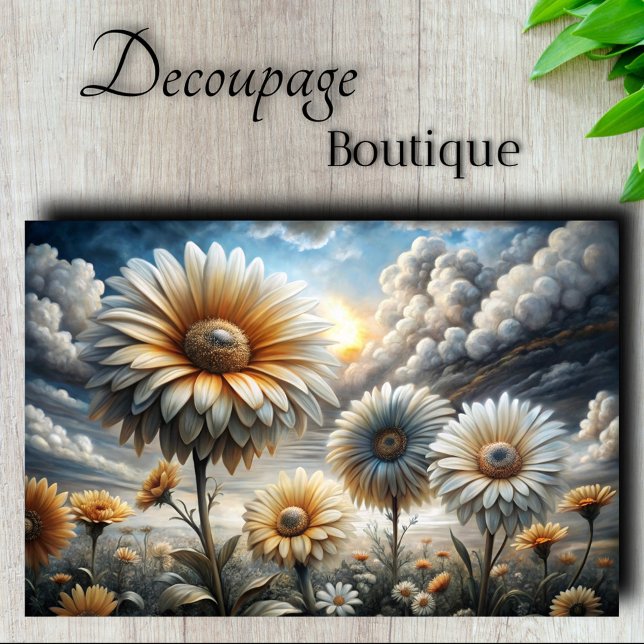 Papier Mousseline Découpage de la marguerite (Storm Light Daisy Decoupage Tissue Paper)