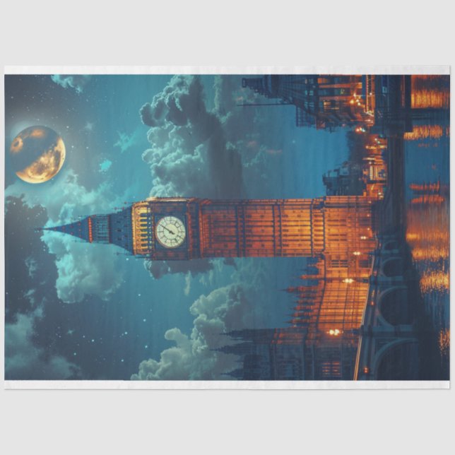 Papier Mousseline Découpage de la nuit de Londres Skyline (Recto)