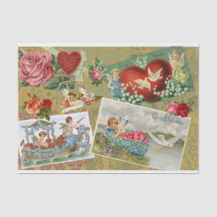 Papier Mousseline Découpage de la Saint-Valentin vintage, Anges, Fle