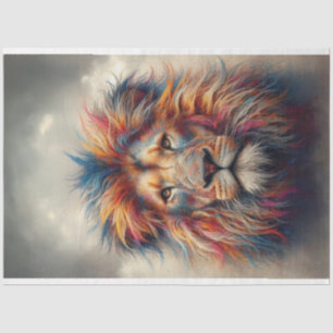 Papier Mousseline Découpage de la tête de lion de couleur vive