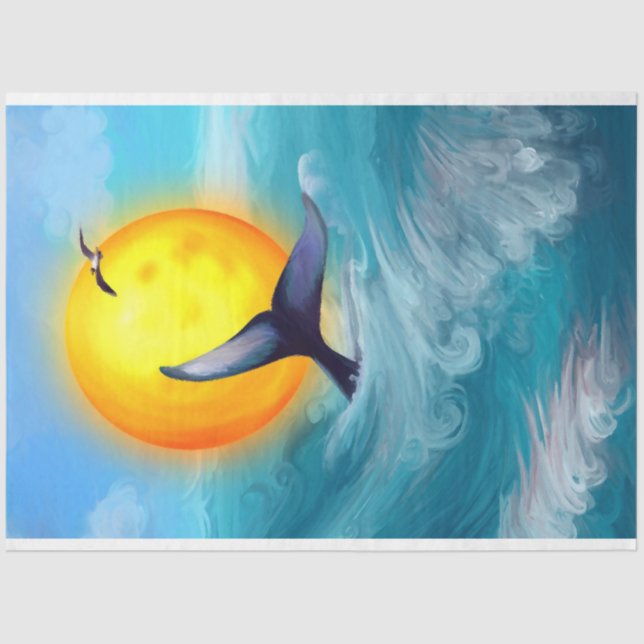 Papier Mousseline Découpage de l'aquarelle des baleines (Recto)