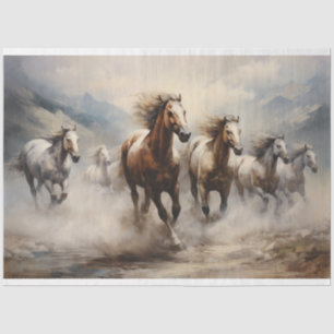 Papier Mousseline Découpage de l'aquarelle des Chevaux sauvages