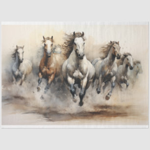 Papier Mousseline Découpage de l'aquarelle des Chevaux sauvages