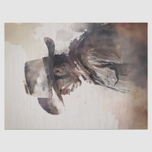 Papier Mousseline Découpage de l'aquarelle occidentale Cowboy