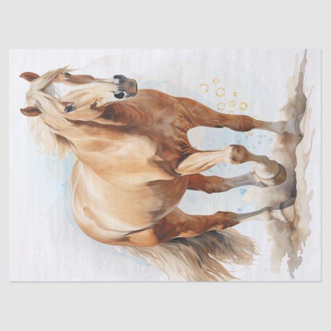 Papier Mousseline Découpage de l'aquarelle Palomino Horse (Recto)