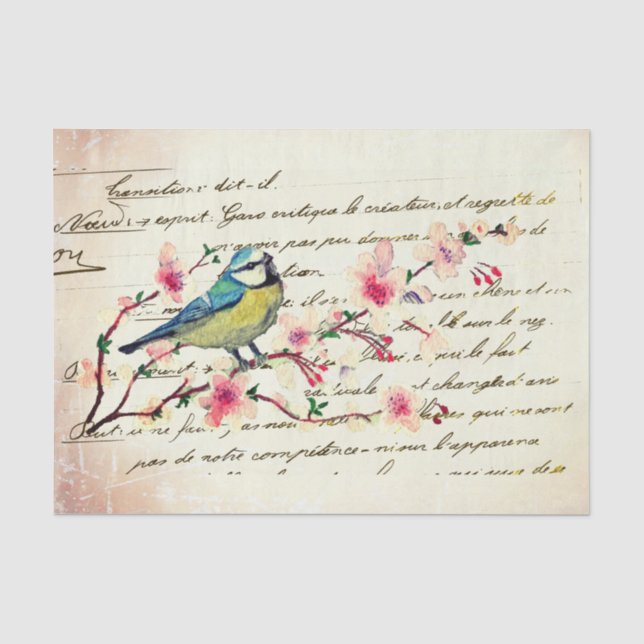 Papier Mousseline Découpage de l'arbre de fleurs de cerisier bleu vi (Recto)