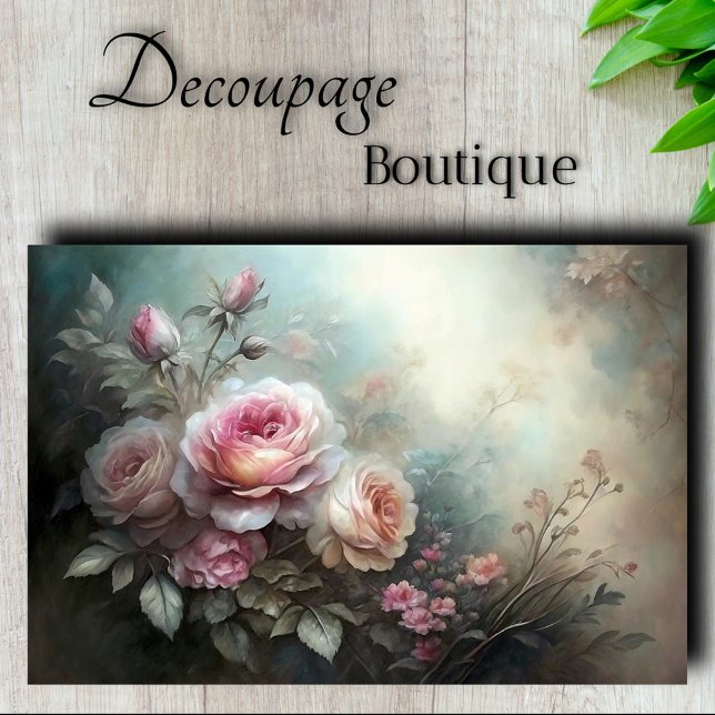 Papier Mousseline Découpage de l'aube Rose (Misty Rose Dawn Decoupage Tissue Paper)