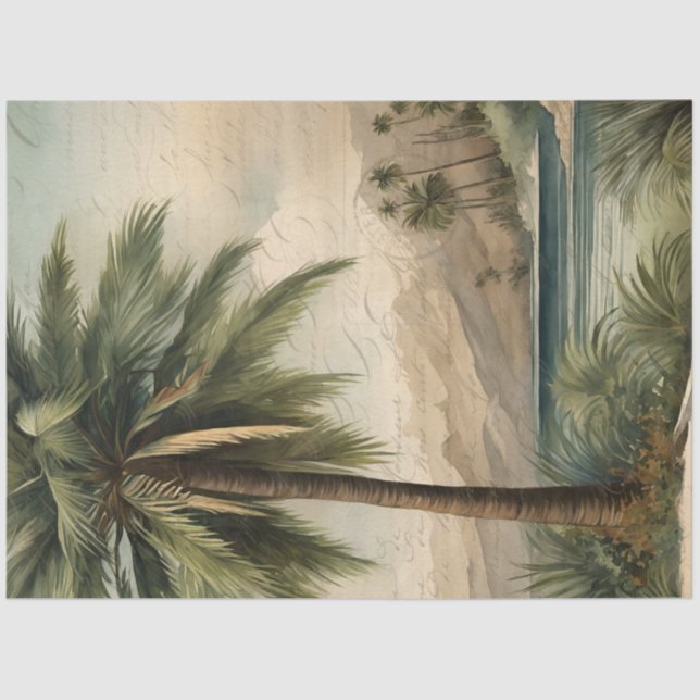 Papier Mousseline Découpage de l'Ephémère de l'aquarelle des palmier (Recto)