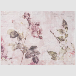 Papier Mousseline Découpage de l'Ephémère végétale rose vintage