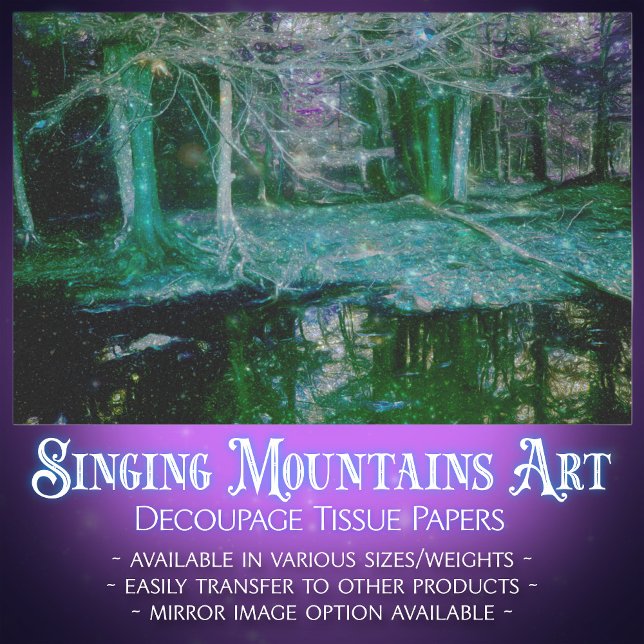 Papier Mousseline Découpage de l'étang de réflexion de la forêt crép (Créateur téléchargé)