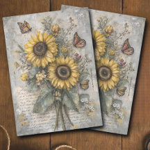 Découpage de lettre de tournesol vintage 