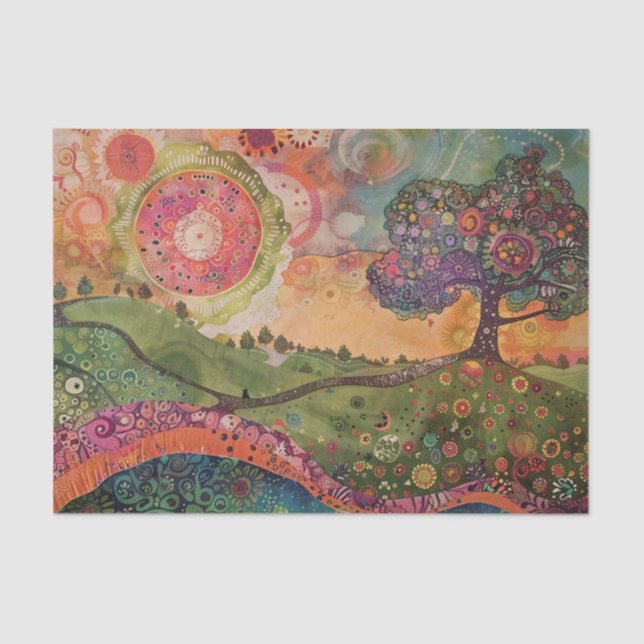 Papier Mousseline Découpage de l'hippie bohémienne (Recto)