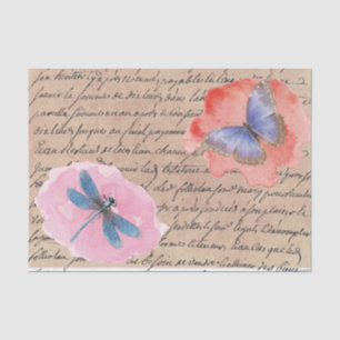 Papier Mousseline Découpage de libellules à l'aquarelle vintage