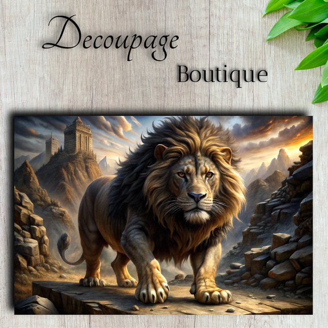 Papier Mousseline Découpage de Lion Imaginaire majestueux (Majestic Fantasy Lion Decoupage Tissue Paper)