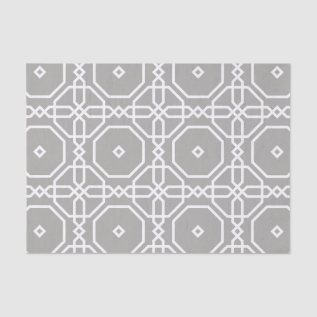 Papier Mousseline Découpage de Motif géométrique blanc gris (Recto)